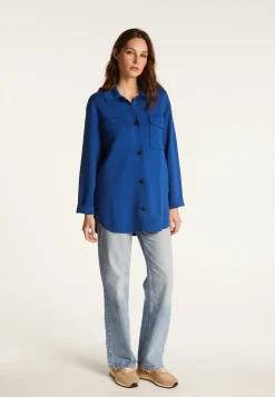 Montagut Vestes Et Cardigans-Veste boutonnée avec poches en laine mérinos - Giselle 03-Bleu foncé