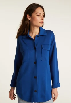 Montagut Vestes Et Cardigans-Veste boutonnée avec poches en laine mérinos - Giselle 03-Bleu foncé