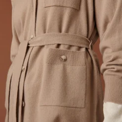 Montagut Vestes Et Cardigans-Veste boutonnée en cachemire col polo - Clemence 13-Beige moyen