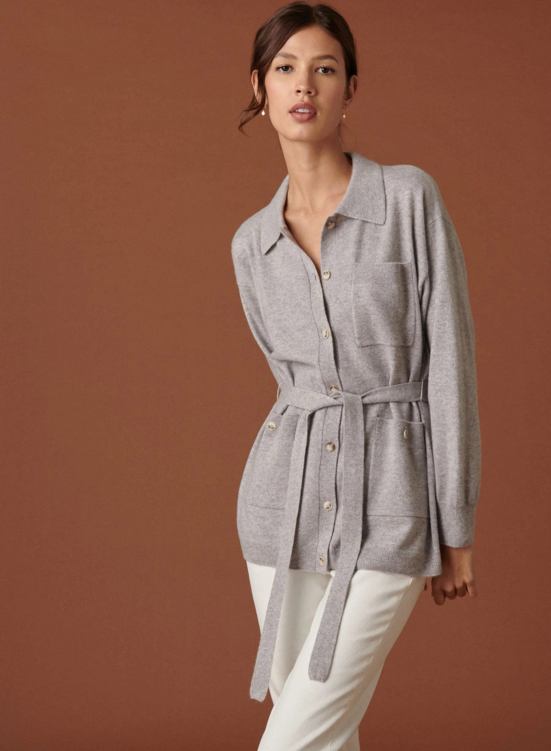Montagut Vestes Et Cardigans-Veste boutonnée en cachemire col polo - Clemence 51-Bordeaux