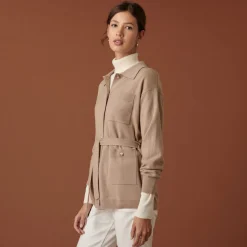 Montagut Vestes Et Cardigans-Veste boutonnée en cachemire col polo - Clemence 51-Bordeaux
