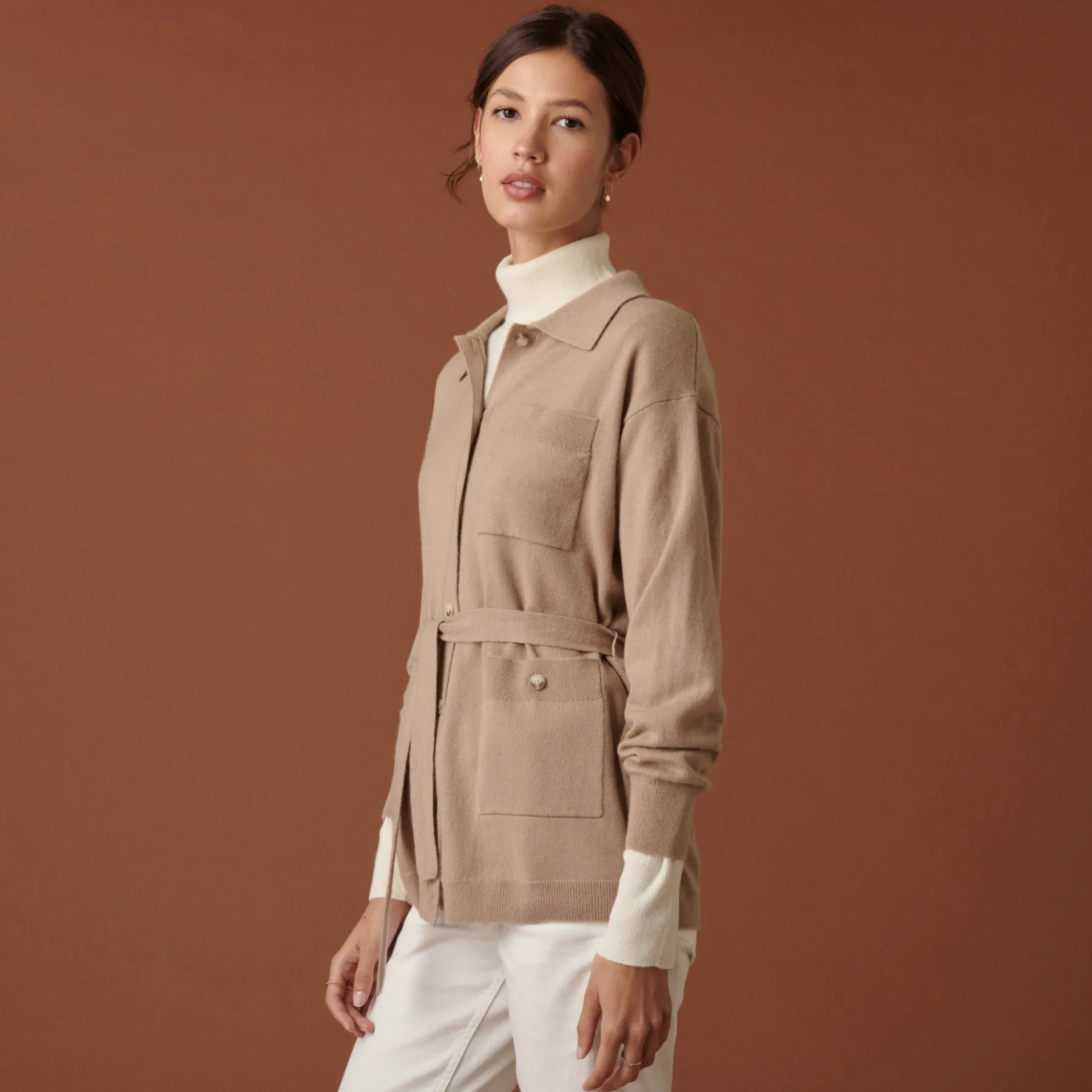 Montagut Vestes Et Cardigans-Veste boutonnée en cachemire col polo - Clemence 51-Bordeaux