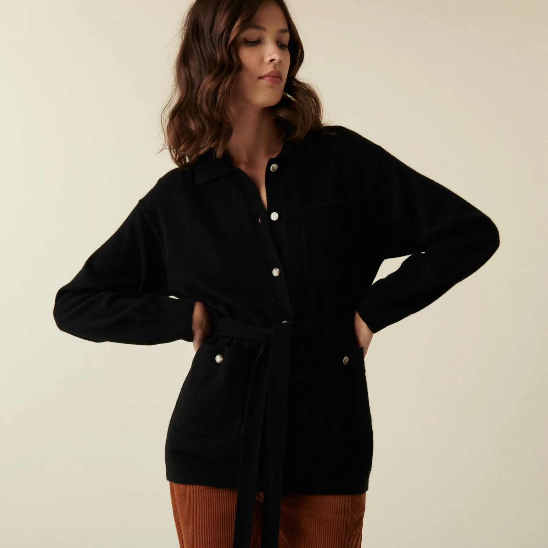 Montagut Vestes Et Cardigans-Veste boutonnée en cachemire col polo - Clemence 51-Bordeaux