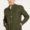 Montagut Vestes Et Cardigans-Veste boutonnée en lin - Dallas 83-Kaki