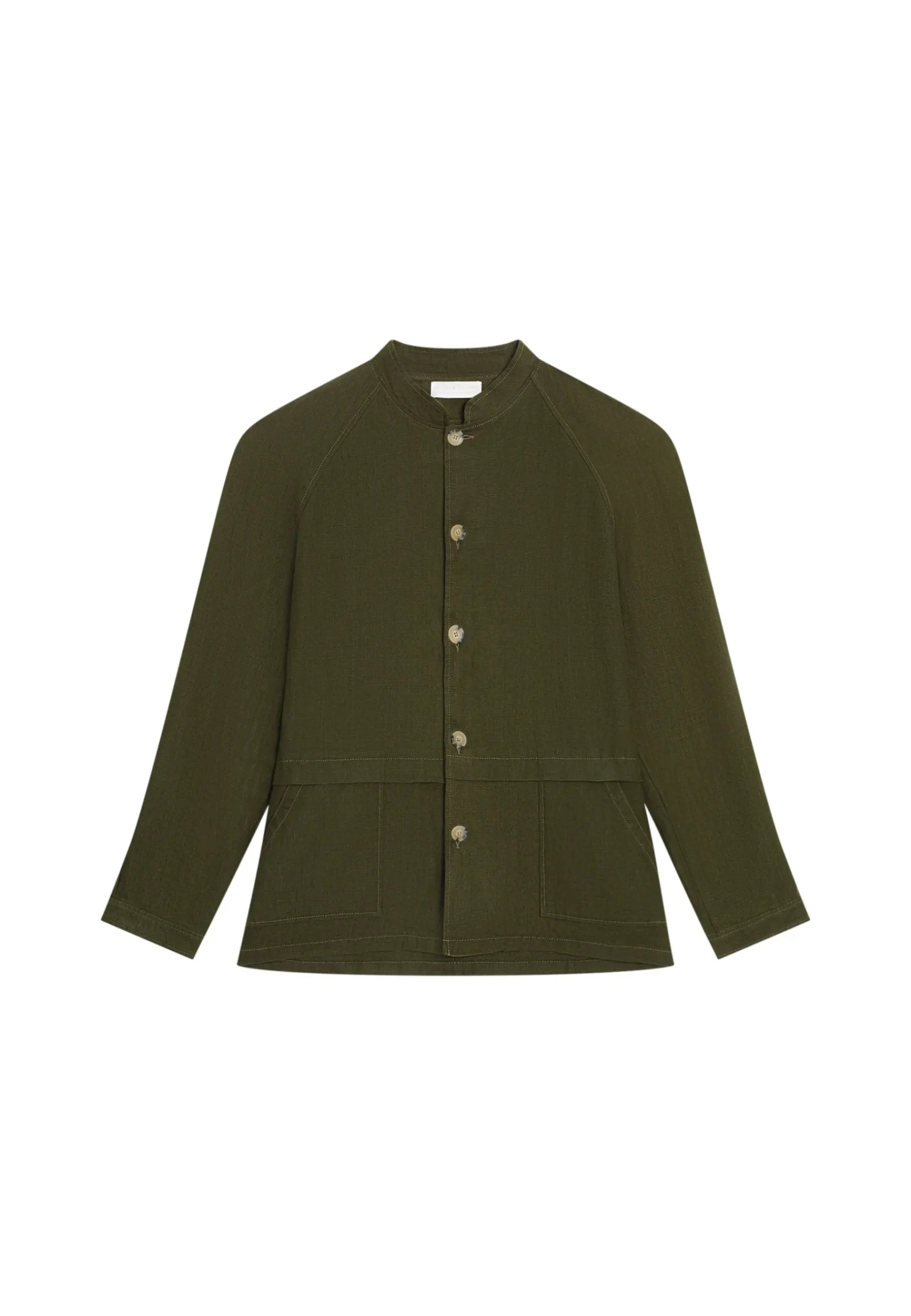 Montagut Vestes Et Cardigans-Veste boutonnée en lin - Dallas 83-Kaki