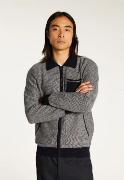 Montagut Vestes Et Cardigans-Veste en laine mérinos - Dinesh 05-Bleu marine