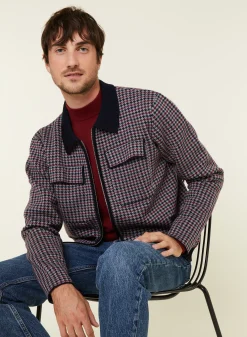 Montagut Vestes Et Cardigans-Veste motifs pied-de-poule laine mérinos - Fabien 05-Bleu marine