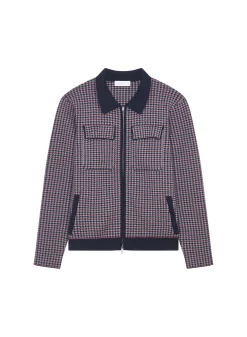 Montagut Vestes Et Cardigans-Veste motifs pied-de-poule laine mérinos - Fabien 05-Bleu marine