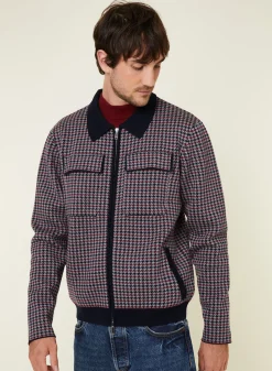 Montagut Vestes Et Cardigans-Veste motifs pied-de-poule laine mérinos - Fabien 05-Bleu marine