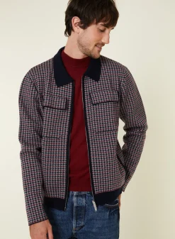 Montagut Vestes Et Cardigans-Veste motifs pied-de-poule laine mérinos - Fabien 05-Bleu marine