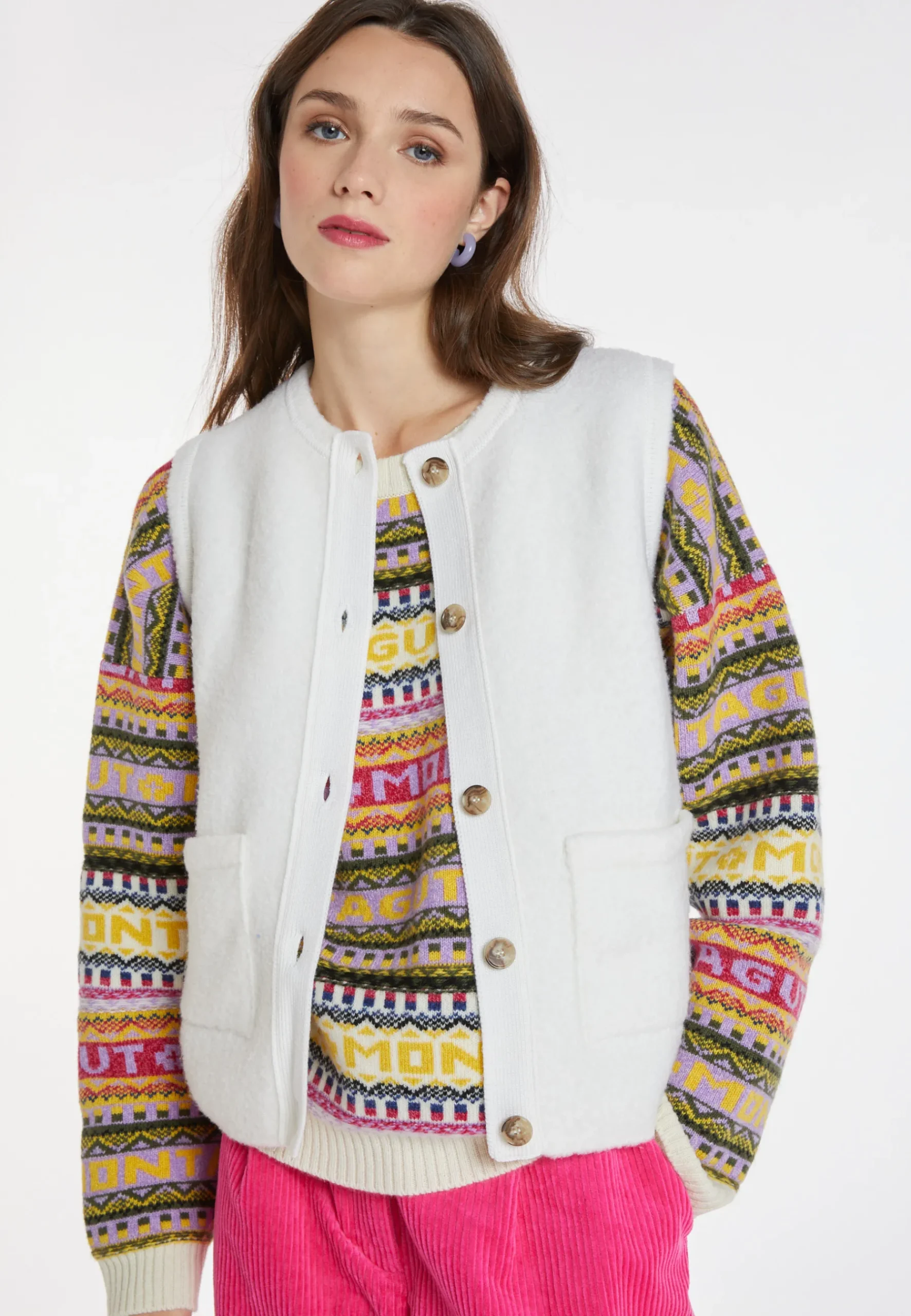 Montagut Vestes Et Cardigans-Veste sans manches en laine - Cassidy 82-Ecru