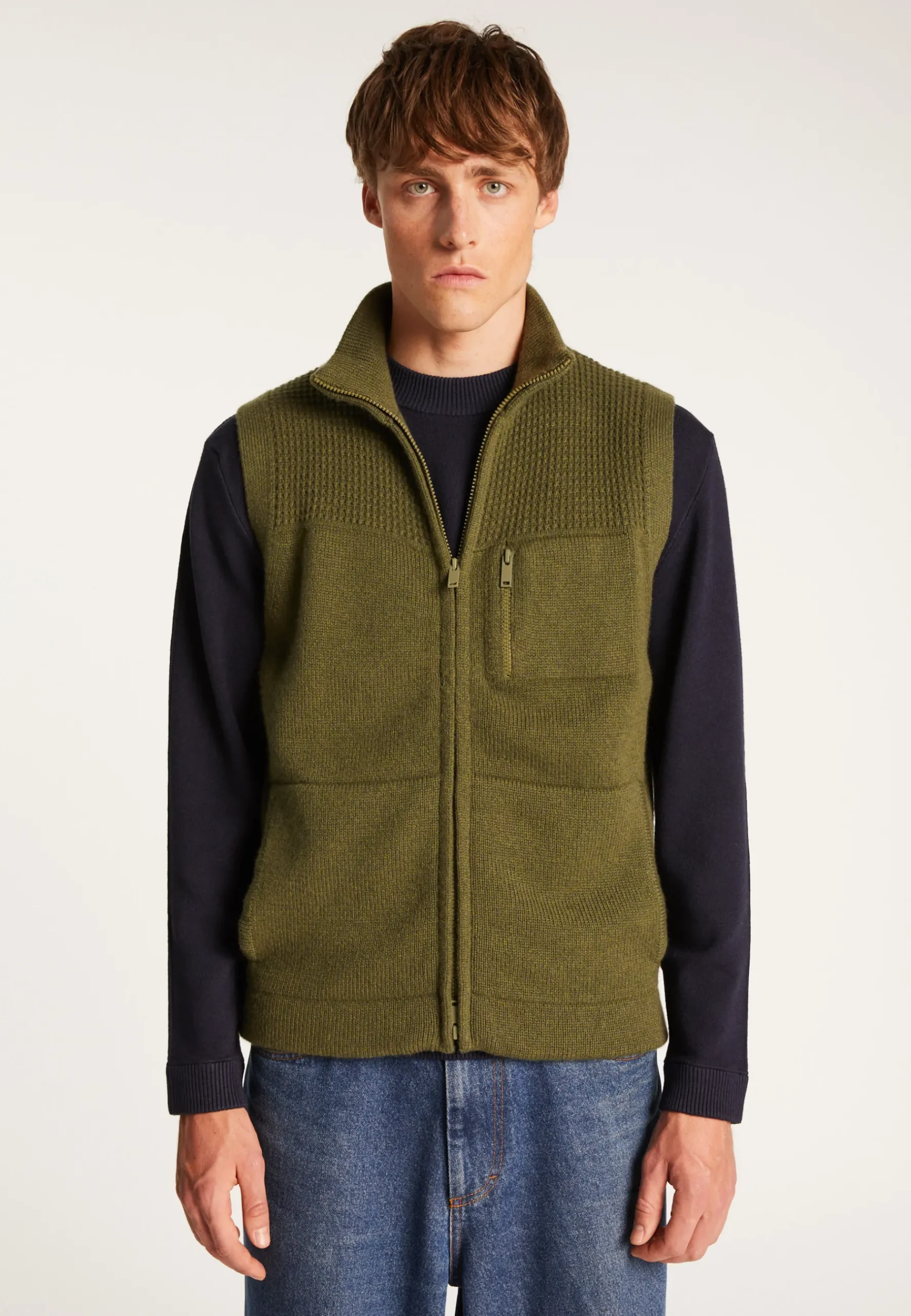 Montagut Vestes Et Cardigans-Veste sans manches en laine et cachemire - Thula 83-Kaki