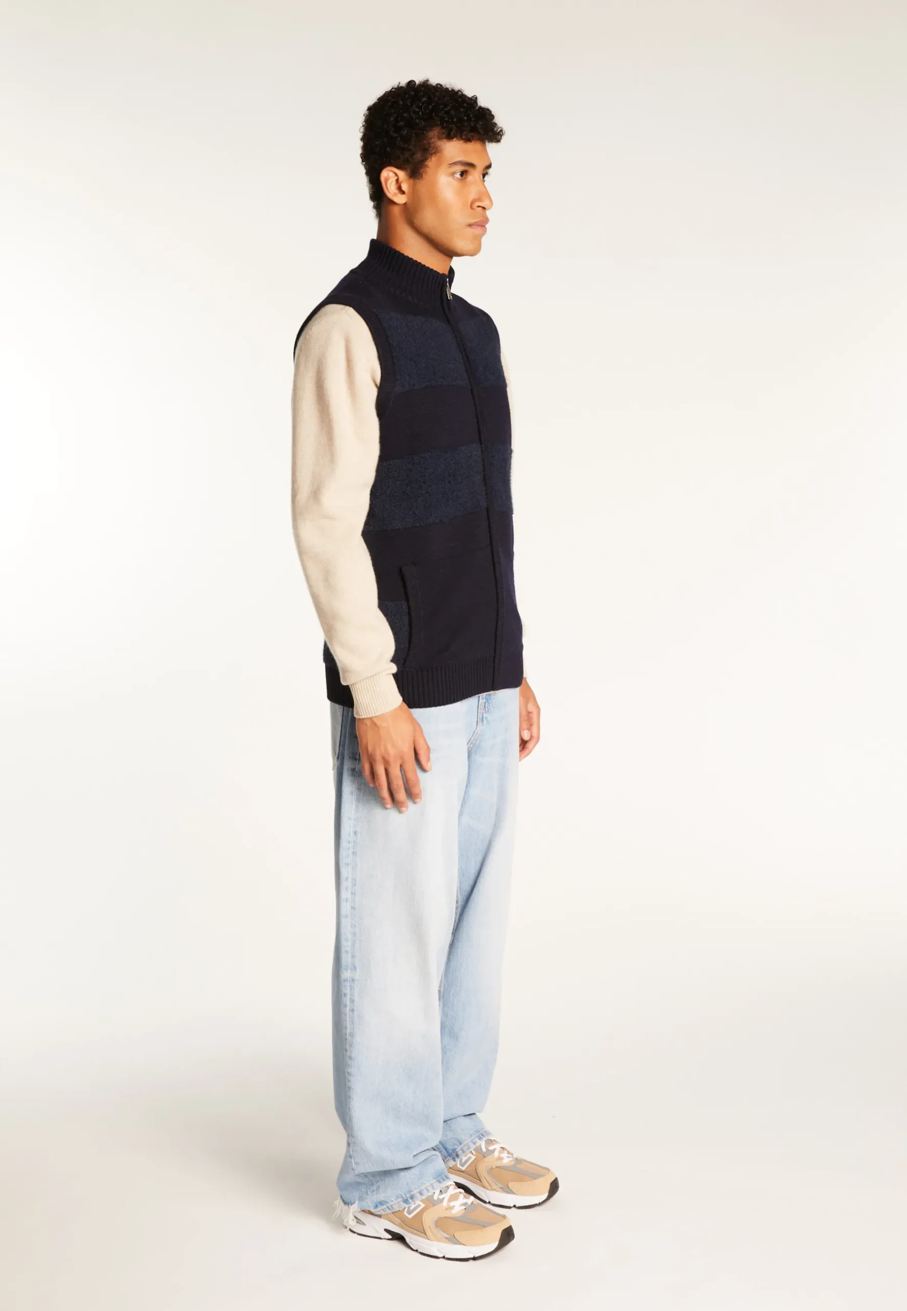 Montagut Vestes Et Cardigans-Veste sans manches en laine mérinos - Teddy 05-Bleu marine