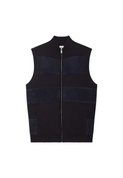 Montagut Vestes Et Cardigans-Veste sans manches en laine mérinos - Teddy 05-Bleu marine