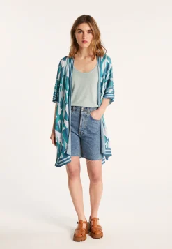 Montagut Vestes Et Cardigans-Veste unisexe en lin flammé - Gunay 49-Turquoise