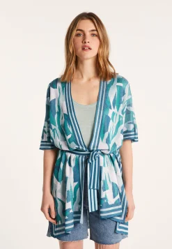 Montagut Vestes Et Cardigans-Veste unisexe en lin flammé - Gunay 49-Turquoise