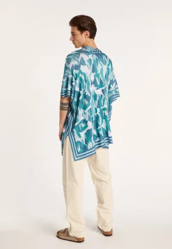Montagut Vestes Et Cardigans-Veste unisexe en lin flammé - Gunay 49-Turquoise
