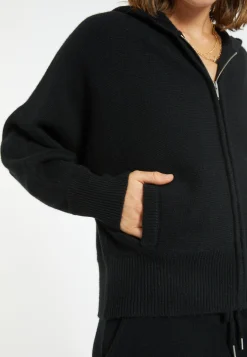 Montagut Vestes Et Cardigans-Veste zippée à capuche en cachemire - Gabien 01-Noir