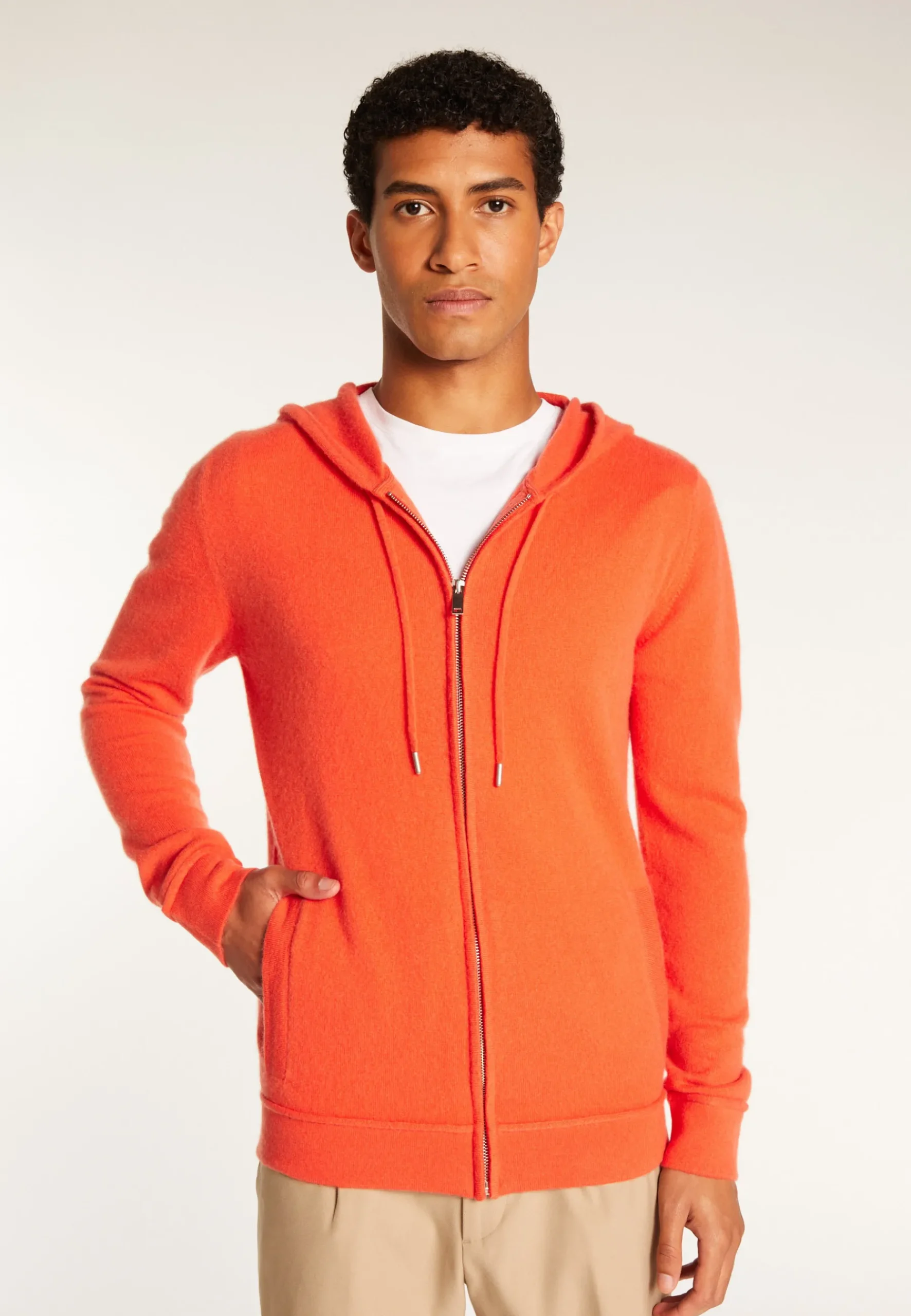 Montagut Vestes Et Cardigans-Veste zippée à capuche en cachemire - Emilien 15-Orange
