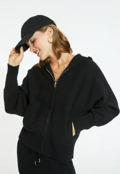 Montagut Vestes Et Cardigans-Veste zippée à capuche en cachemire - Gabien 01-Noir