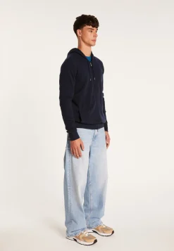 Montagut Vestes Et Cardigans-Veste zippée à capuche en cachemire - Emilien 05-Bleu marine
