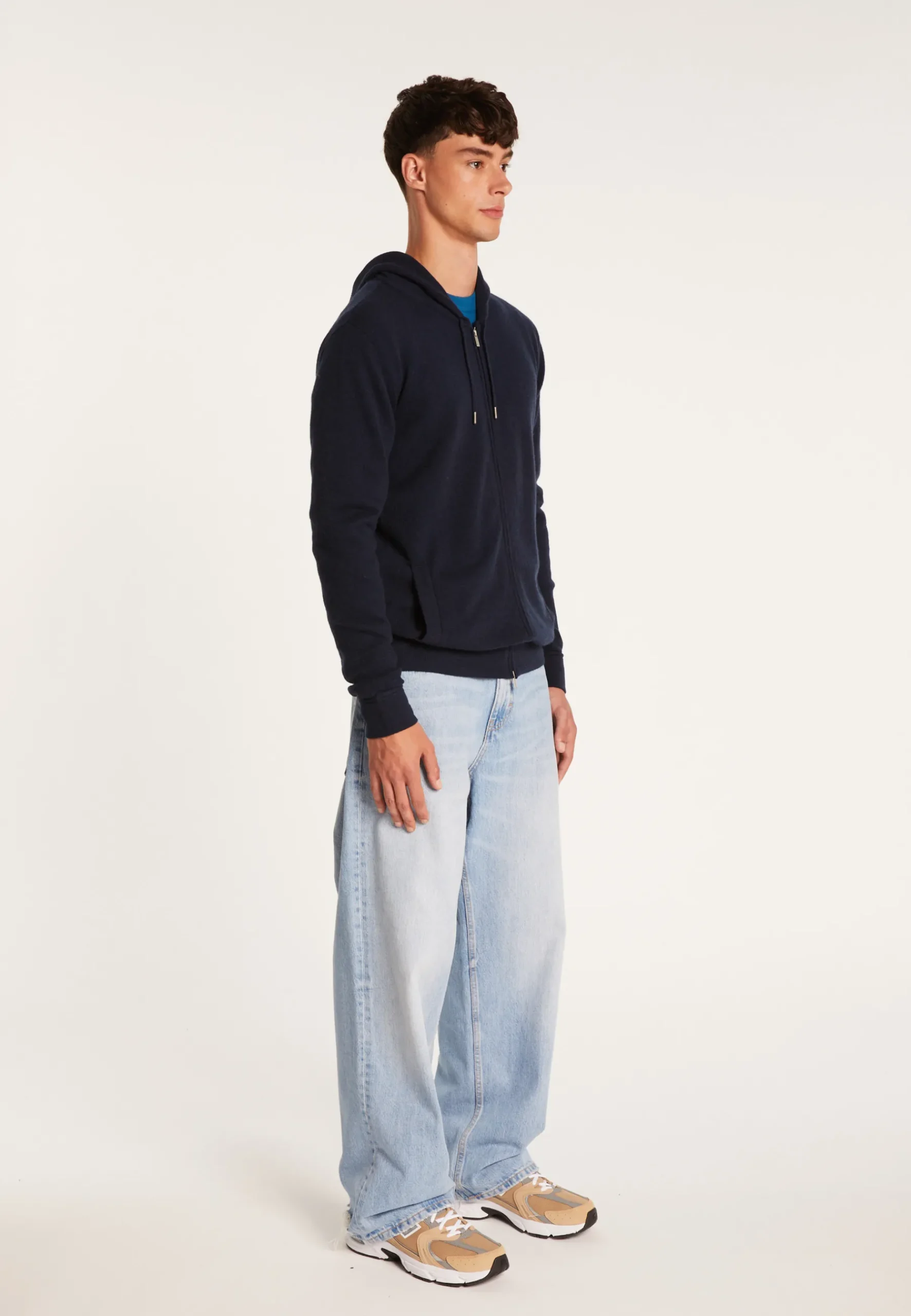 Montagut Vestes Et Cardigans-Veste zippée à capuche en cachemire - Emilien 05-Bleu marine