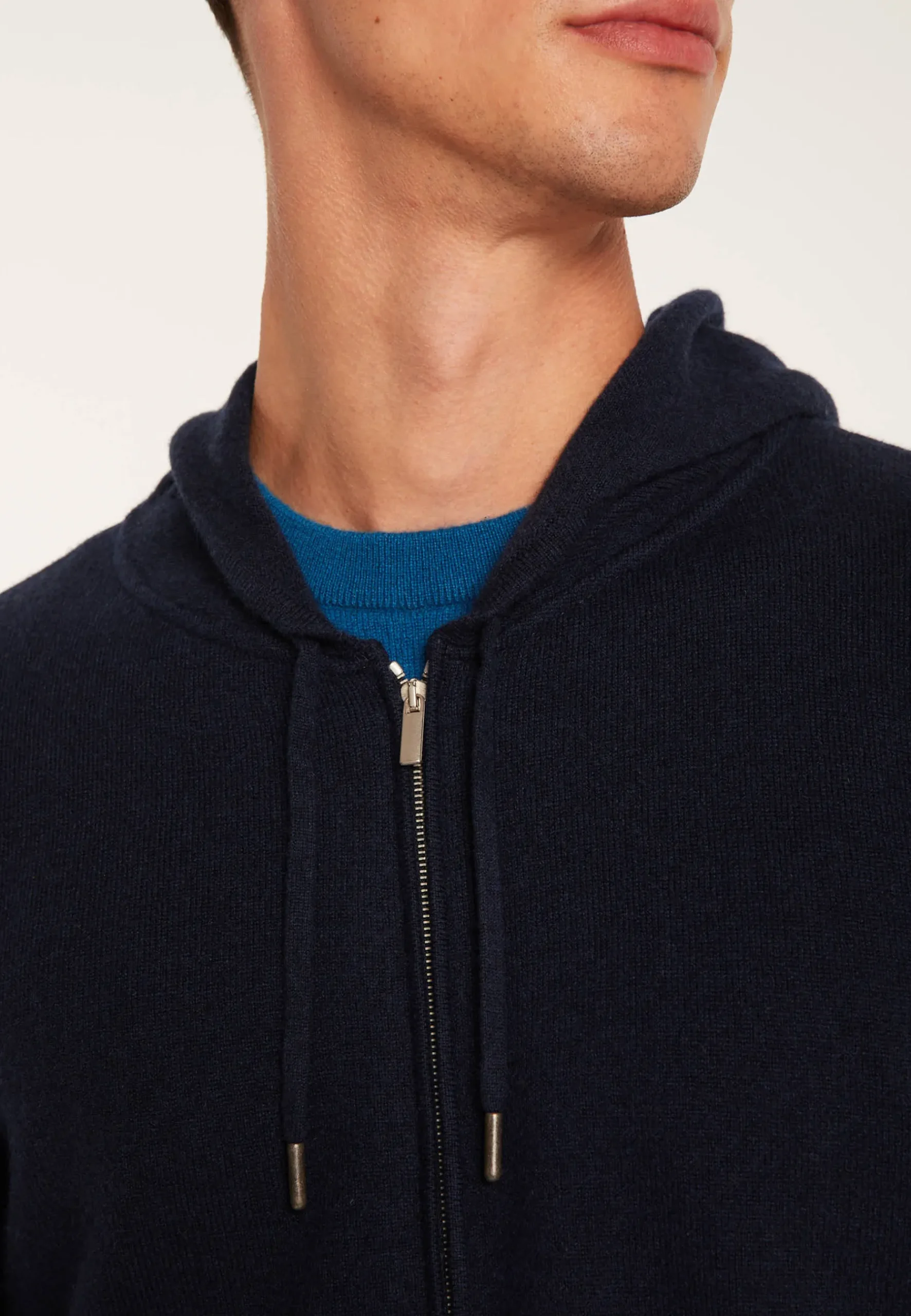 Montagut Vestes Et Cardigans-Veste zippée à capuche en cachemire - Emilien 05-Bleu marine