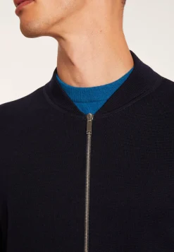 Montagut Vestes Et Cardigans-Veste zippée à poches en laine mérinos - Archibald 05-Bleu marine