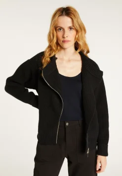 Montagut Vestes Et Cardigans-Veste zippée col rond en laine et cachemire - Gwenn 01-Noir