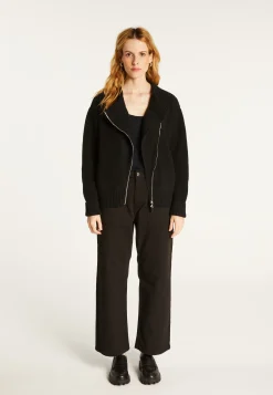 Montagut Vestes Et Cardigans-Veste zippée col rond en laine et cachemire - Gwenn 01-Noir