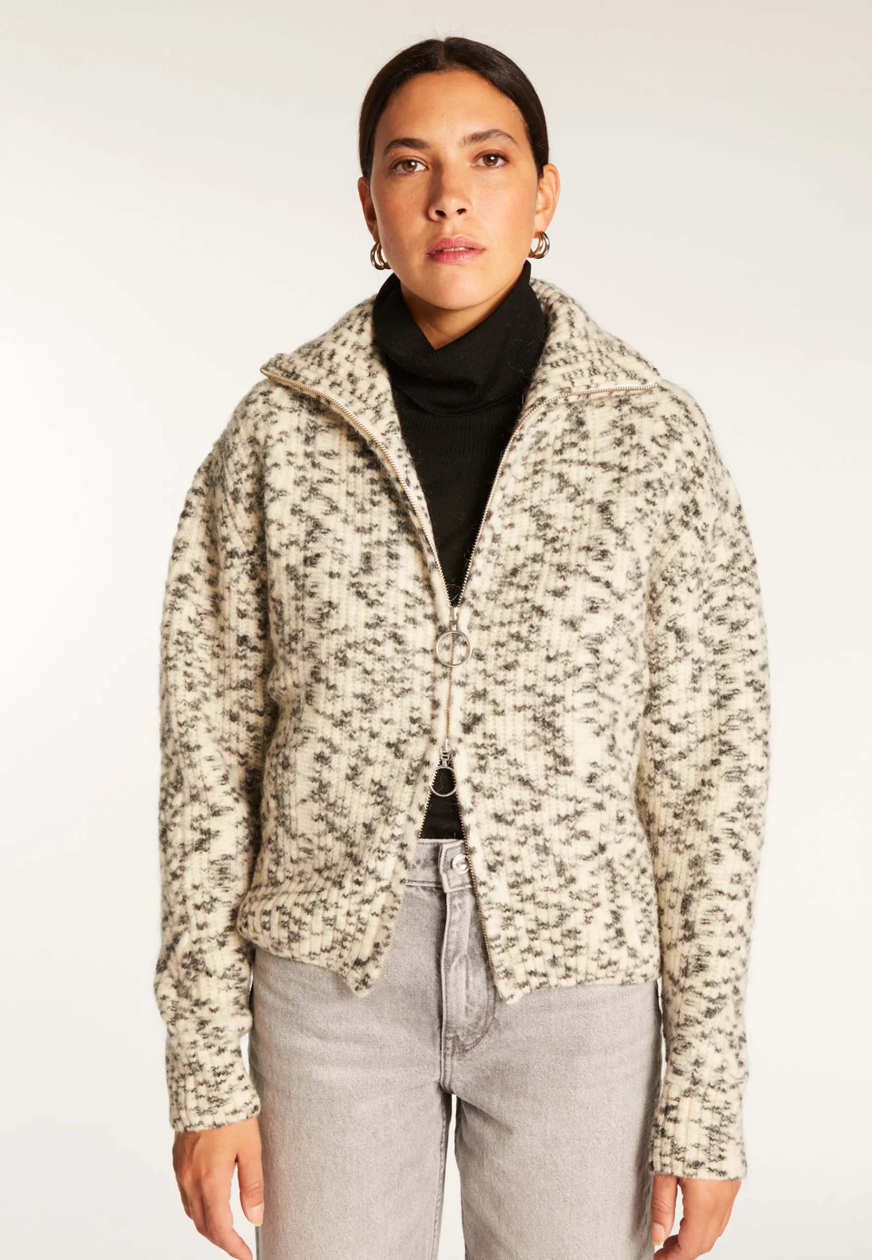 Montagut Vestes Et Cardigans-Veste zippée en laine mohair - Valentine 82-Ecru