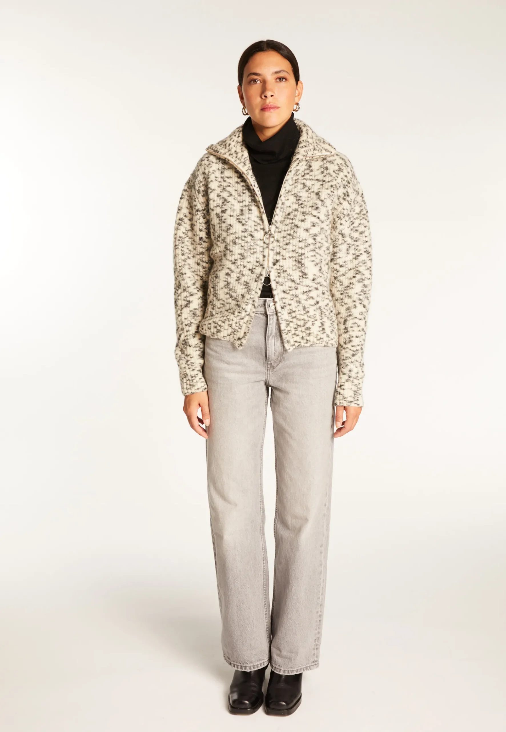 Montagut Vestes Et Cardigans-Veste zippée en laine mohair - Valentine 82-Ecru