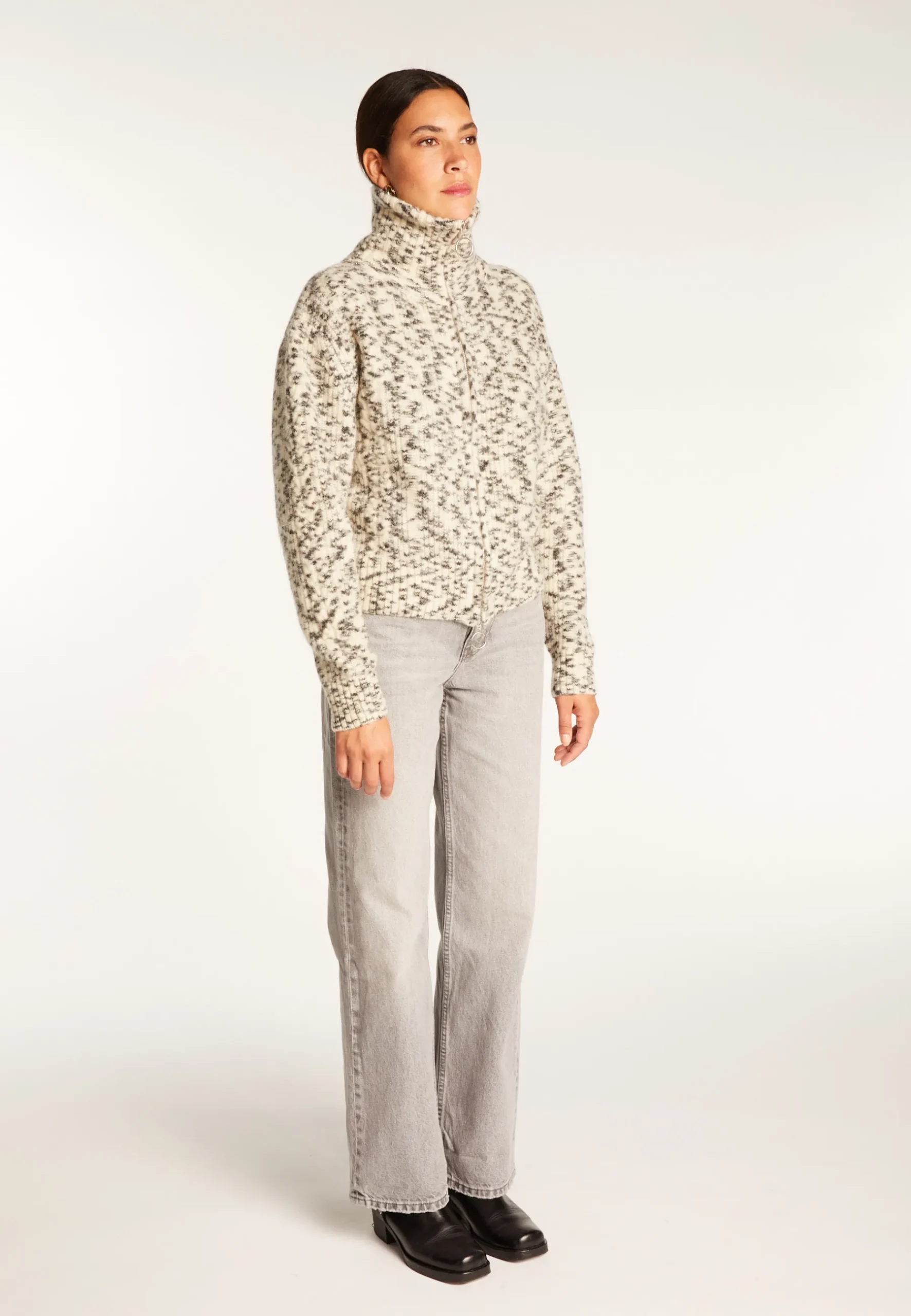 Montagut Vestes Et Cardigans-Veste zippée en laine mohair - Valentine 82-Ecru