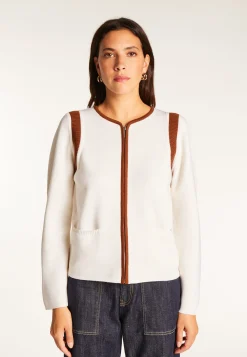 Montagut Vestes Et Cardigans-Veste zippée en laine mérinos - Reine 82-Ecru