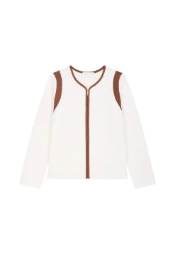Montagut Vestes Et Cardigans-Veste zippée en laine mérinos - Reine 82-Ecru