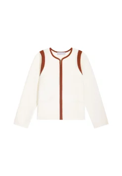 Montagut Vestes Et Cardigans-Veste zippée en laine mérinos - Reine 82-Ecru