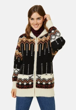 Montagut Vestes Et Cardigans-Veste zippée mi-longue à poches en mohair - Goia 01-Noir